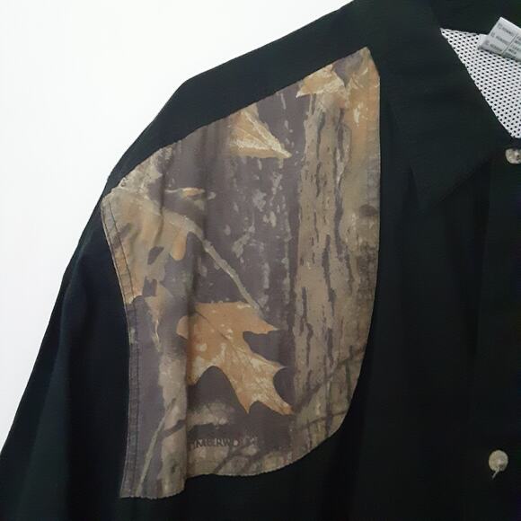 Columbia PHG Mens XL Black Camo Button Up Shirt Short Sleeve Vented Hunting - Picture 3 of 10